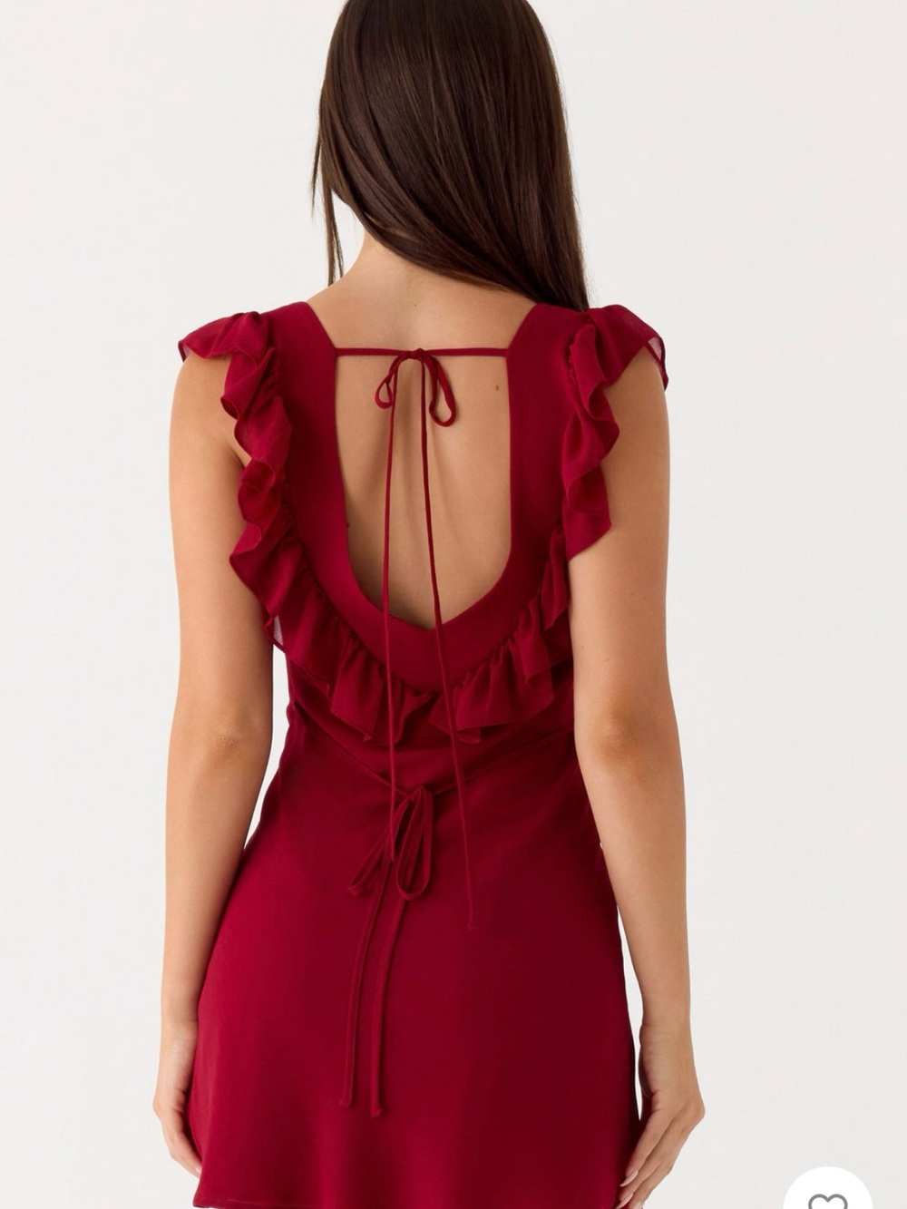 Peppermayo Burgundy Ruffle-Back Mini Dress